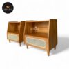 Bedside Table Kayu Jati Kombinasi Rotan Alami