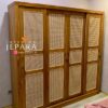 Lemari Pakaian Japandi 4 Pintu Geser Kayu Jati Minimalis