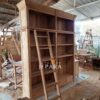Lemari Buku Kayu Jati Model Perpustakaan Klasik