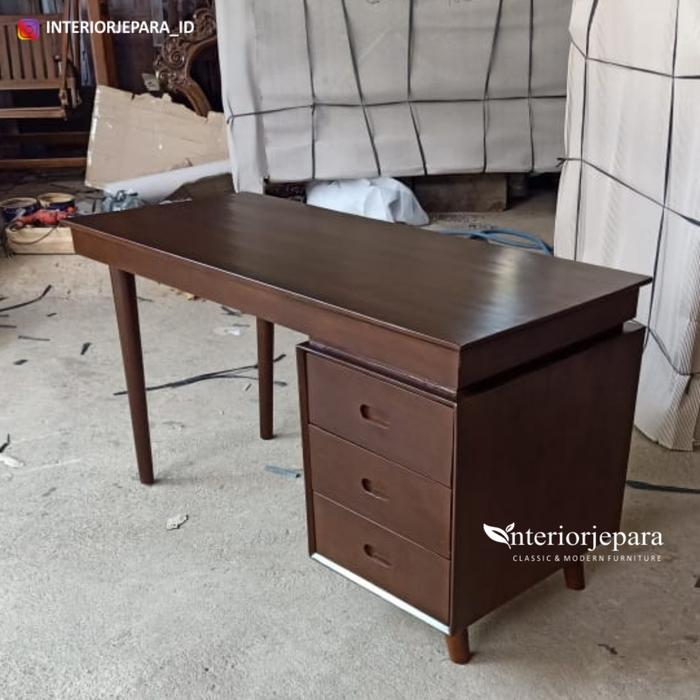 Meja Kerja Retro Minimalis Kayu Jati 3 Laci