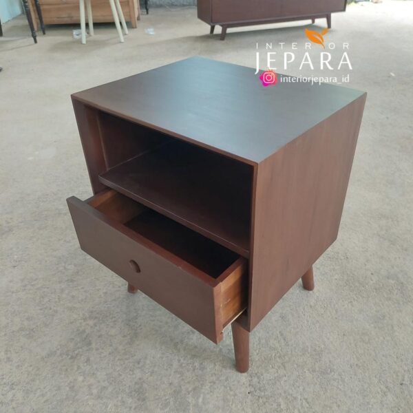 Bedside Table Mungil Retro Kayu Jati 1 Laci