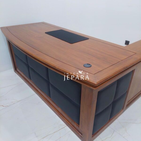 Meja Direksi Kayu Jati Mix Syntethic Leather