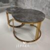 Meja Tamu Stainless Steel include Black Marble Double Table