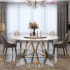 Meja Makan Stainless Marble Circle 4 Kursi Interior Jepara