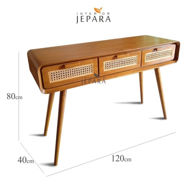 Meja Console bahan Rotan Kayu Jati - Image 4