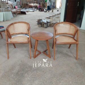 Kursi Teras Retro Kayu Jati Kombinasi Rotan