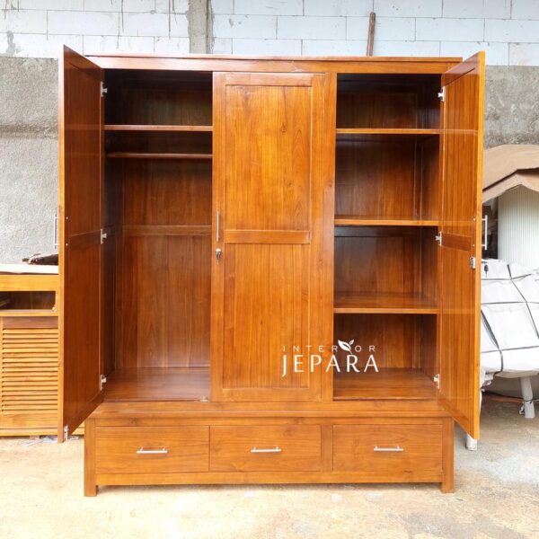 Almari Pakaian Retro Minimalis Kayu Jati Solid