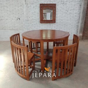Set Meja Makan 6 Kursi Minimalis Kayu Jati