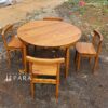 Set Meja Makan Bulat Klasik Minimalis Kayu Jati