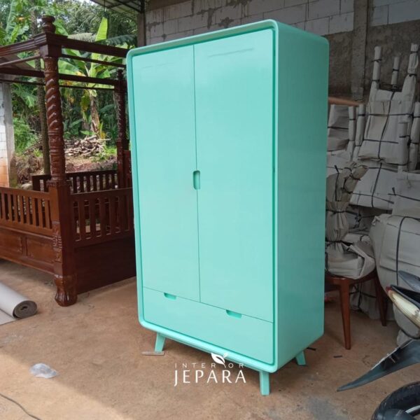 Lemari Anak Retro Modern Minimalis Kayu Mahoni