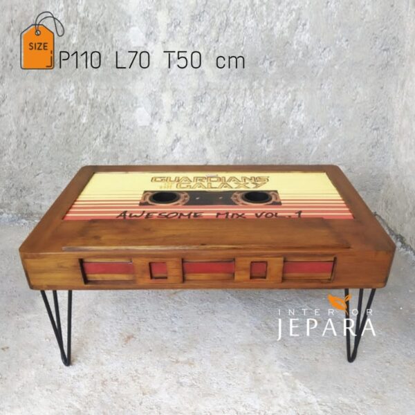 Meja Tamu Replika Kaset Pita Bahan Kayu Jati