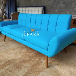 Sofa 3 Seater Retro Rangka Kayu Jati - Royal Foam