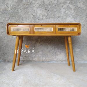 Meja Console Bahan Rotan Kayu Jati