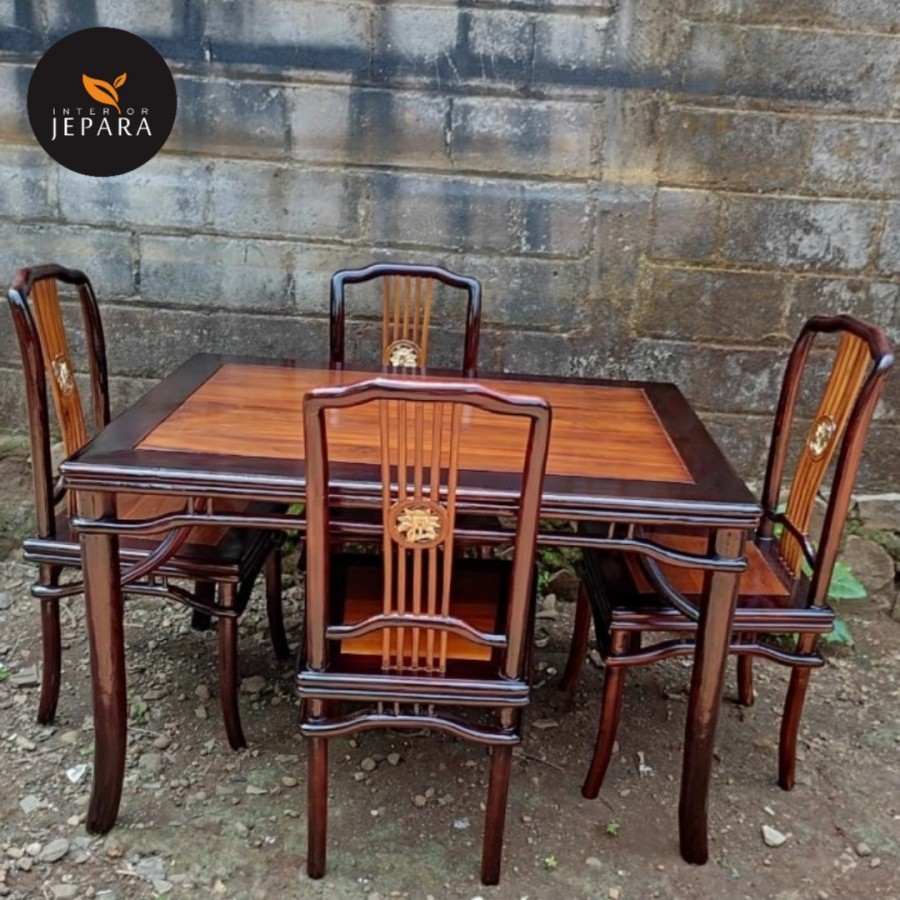Meja Makan 4 Kursi Kayu Jati Minimalis Modern Jepara