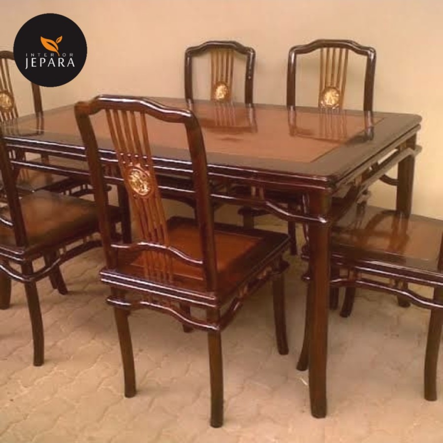 Meja Makan 4 Kursi Kayu Jati Minimalis Modern Jepara